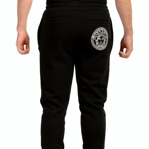 Versace Men's Black & White Logo Medusa Head Sweat Track Pants US L IT 52 - Picture 3 of 6